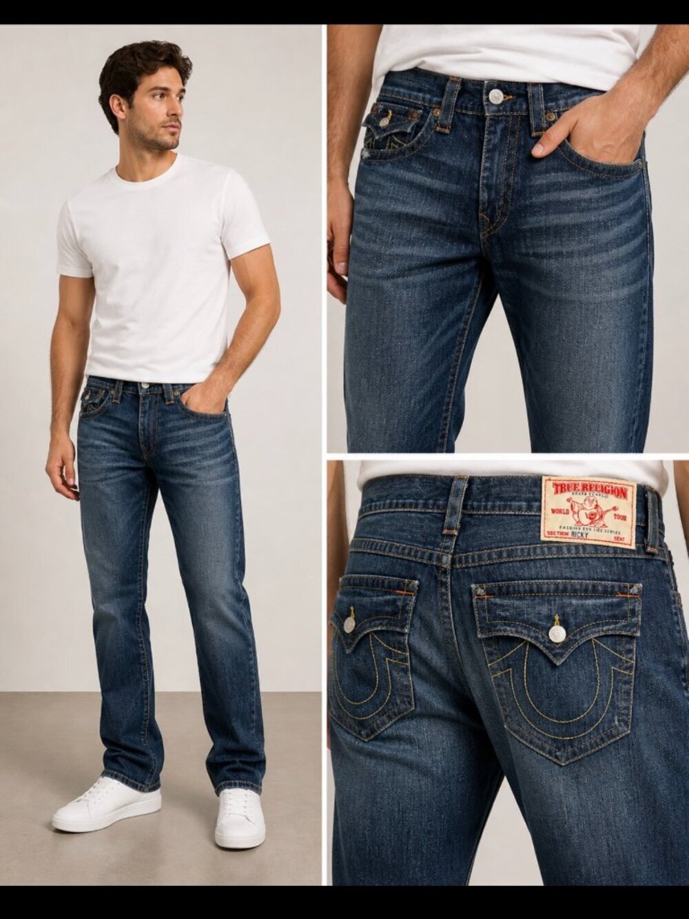 True Religion straight-cut jeans in size 38.